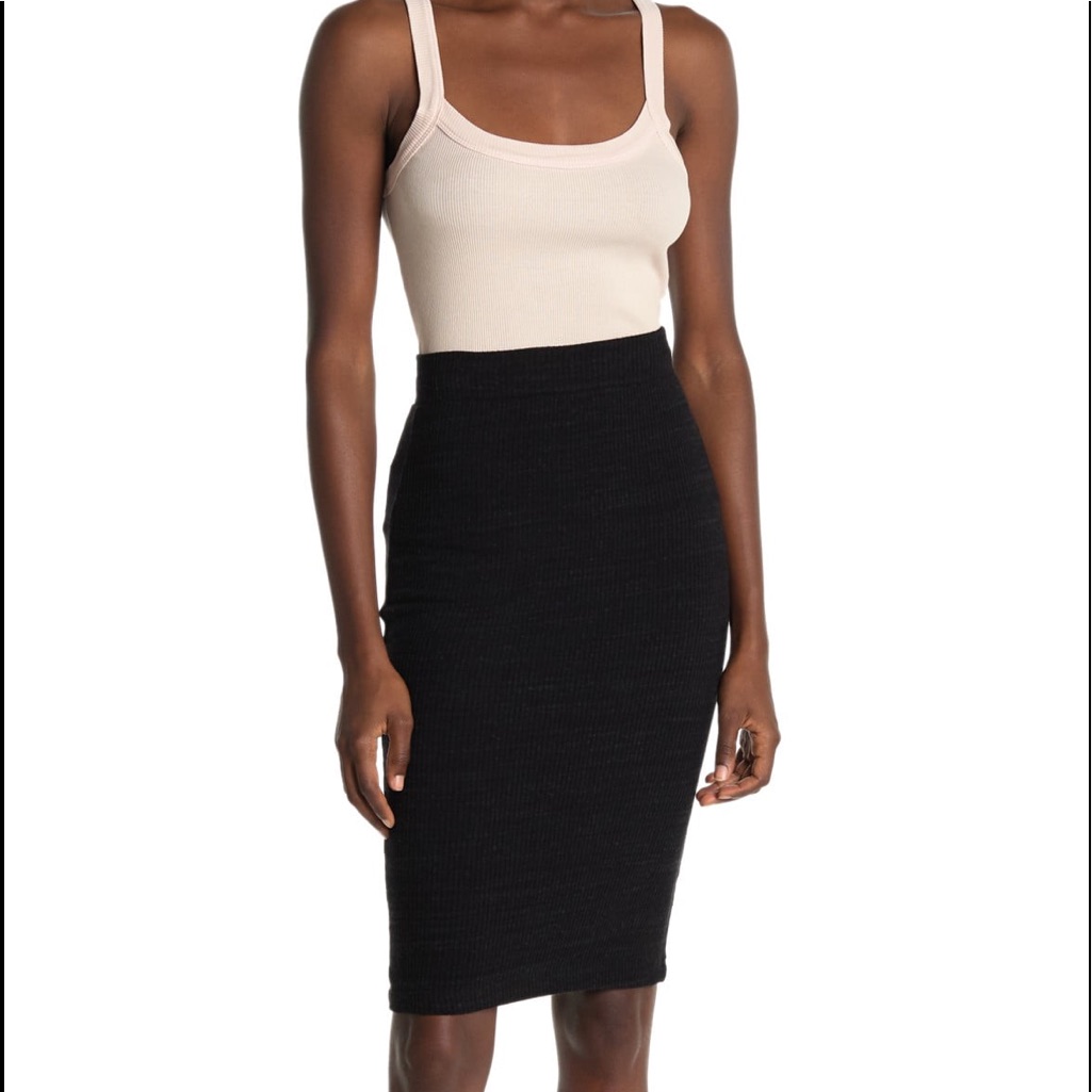 Clearance Lna Ribbed Knit Black Skirt With Elastic Waist Size Large